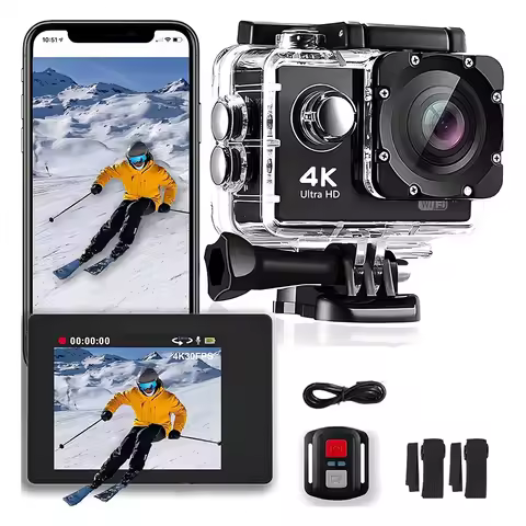 Outdoor WiFi 4K Action Camera Helmet Video Recording 4K/30FPS WiFi 2.0" 170D GPS 4X Zoom Underwater 