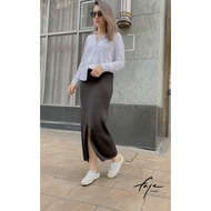 faye Free People Knitted Split Pencil Skirt Cotton Linen Striped Shirt Sanxia Store