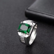 Emerald Men's Ring Sapphire Diamond Green Spinel Trendy Men's Live Ring Ring z9.9
