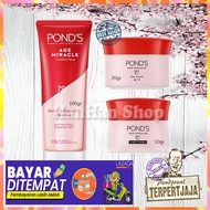 Paket Skincare 3in1 Ponds Age Miracle Day & Night Cream Facial Foam Perawatan Pencegah Penuaan Dini
