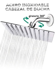 304 Acero Inoxidable Cuadrada Regadera, 20cm puede girar el ángulo, Regadera tipo lluvia para baño, Agua Regaderas Fijas con Conector, Alta Presión Montaje Fijo Cabazal de Ducha Ahorro