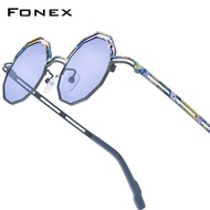 FONEX Titanium Sunglasses Women 2025 New in Trendy Fashion Brand Design Vintage Retro Round Polarize