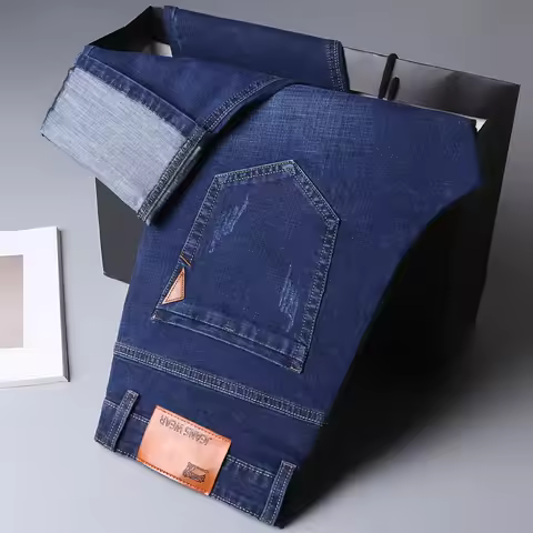 2025 Men NEW Men's Fashion Business Jeans Classic Style Casual Stretch Slim Jean Pants Male Brand De
