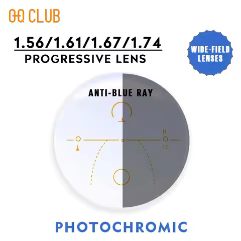 O-Q CLUB 1.56/1.61/1.67/1.74 Anti-scratch Wide Field Of View Custom Anti-blue Light + Photochromic P