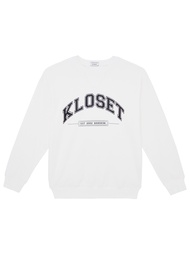 KLOSET Old School Sweatshirt (KK22-T004) เสื้อสเวตเตอร์ปลายแขนมียางยืด สกรีนโลโก้ KLOSET