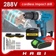 Electric Cordless Impact Drill home 2-Speed Screwdriver with 2 Battery