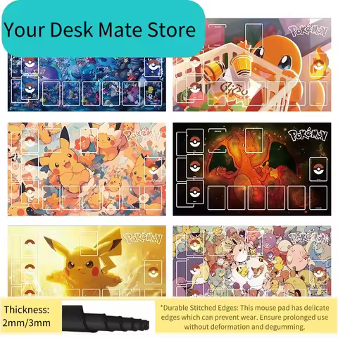 PTCG Pokemon Orange & Black Eevee Evolutions Pokemon Playmat Non-Slip Gaming Mouse Pad for Collector