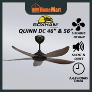 BOXHAM QUINN 46" & 56" DC Motor Remote Ceiling Fan With/Without LED (Black/White/D.Brown/Sky Wood) (