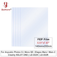 FEP Film 5.5 In 200*140*0.15mm for Creality ANYCUBIC Photon S Elegoo Mars 2 UV Resin 3D Printers Rel