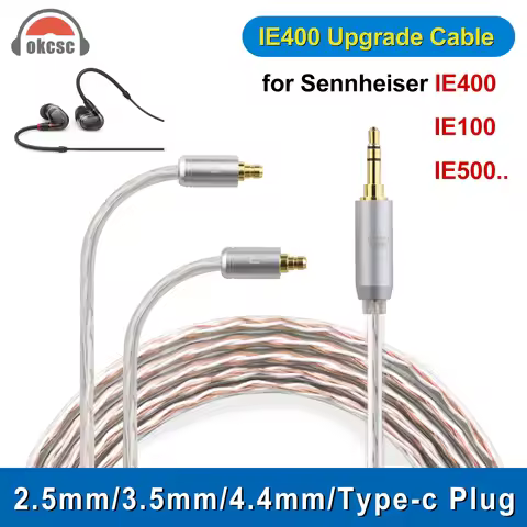 OKCSC Balanced Earphone Cable for SENNHEISER IE100 IE400 IE500 2.5mm/3.5mm/4.4mm/Type-c Plug 4 Core 