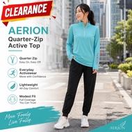 AERION Women Quarter Zip Long Sleeve Sport Top Quick Dry Stretch Gym Running Yoga Activewear Clearan