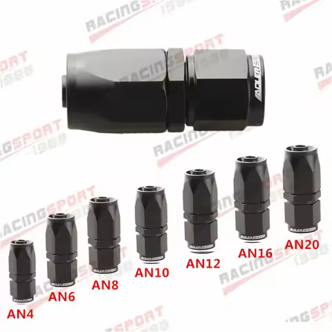 -4AN 6AN 8AN 10AN 12AN 16AN 20AN Straight Swivel Fitting Hose End Adaptor Black