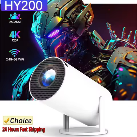 2026 New Hot Sale HY200 Portable Projector 4K Ultra HD 300ANSI Android 11 BT54 Electronic Focus Buil