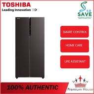 Toshiba 530L Side-by-Side Inverter Fridge Smart Control (SatinGrey) GR-RS600WI-PMY(37) GRRS600WIPMY