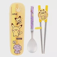 正版韓國製 學習餐具3件組 筷子 湯匙 收納盒 學習筷 兒童餐具 寶可夢
