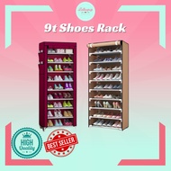 [LS]9 Tier Shoes Rack Dustproof Non Woven Fabric Almari Rak Kasut Moden 9 Tingkat Bertutup