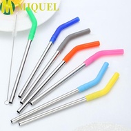 MIQUEL 2Pcs Stainless Steel Straw, With Silicone Tip 8mm Metal Straw, Durable Reusable Detachable Smooth Surface Stanley Cup Straw Drink