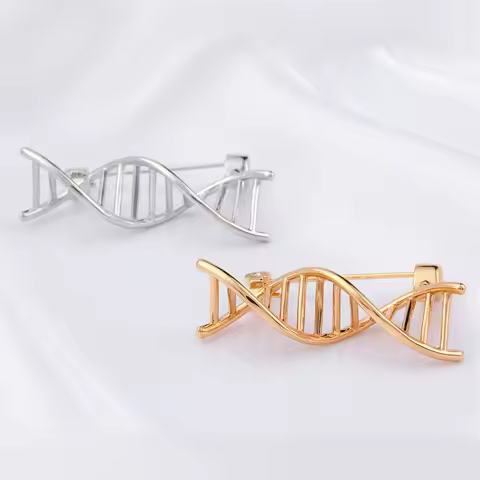 DNA Double Helix Enamel Brooch Gold Color Medical Biology Research Series Pins Fashion Jewelry Lapel