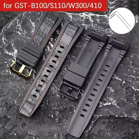 Resin Strap for Casio G-Shock G-Steel GST-B100 GST-W300 GST-S110 S210B Men Sport Waterproof Rubber T