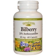 【安心代購 】美國Natural Factors, Bilberry 5:1山桑子40 mg - 60 顆