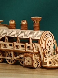 3d木制拼圖機械火車模型套件頭腦啟發益智拼圖車輛組裝套件生日和聖誕禮物