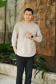 Kemeja 3/4 Bahan Katun Koko Kurta Dewasa Baju Koko Kerah Kemeja Baju Muslim Pria Polos