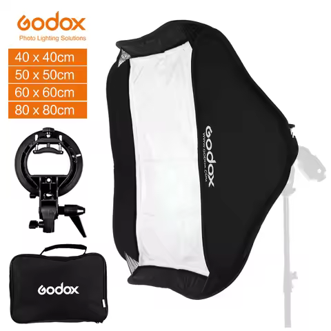 GODOX 40x40/50x50/60x60/80x80cm Softbox with S Type Bracket Stable Bowens Mount Flash Bracket Mount 