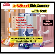 [SG Stocks] 3-in-1 Kick Scooter For Kids / Kids Scooter With Seat / Folding Scooter / Sitting Scoote