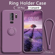 Case Compatible with Samsung S8 S9 Plus Case Plus Magnetic Ring Holder Case Same Color Lanyard Liquid Silicone Case Sumsumg Galaxy