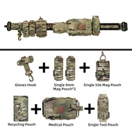IDOGEAR Tactical 2" Belt with Recycling Pouch Mag Pouch Medical Pouch MOLLE Tactical Belt Set 3414