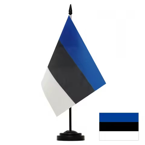 CYPOMELO desk flag Estonia flag 14x21cm Estonia Small desktop decorative flag (with flagpole)
