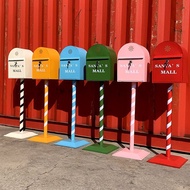 Outdoor standing mailbox, parcel box, letter box, vintage vertical mailbox, courtyard decoration, ph