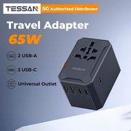 TESSAN - 65W Universal Travel Adapter Fast Charging Plug Adapter USB International Charger