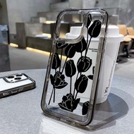 case for OPPO Find X5 Lite Pro X5lite X5PRO Black roses pattern transparent acrylic tpu phone case