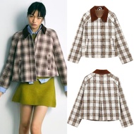 Beige Plaid Blouse 77401 (ZN) Blouse Women Blouse