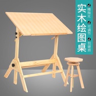 Ceyue Imported Pine Art Drawing Table Chair All Solid Wood Liftable Drawing Table Drawing Art Study 