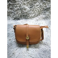 Brown Saddle Flap Crossbody Bag