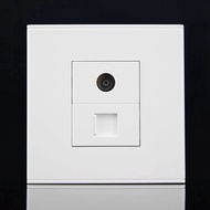 2 in 1 Wall Socket 86 Type CAT6 RJ45 Gigabit LAN + TV Coaxial CATV Combo Wall Faceplate Network Cabl