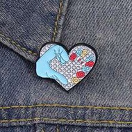 1pc Research & Love Themed Enamel Pin, Heart Background With Lab Gloves, Test Tube Design, Lab Aesth