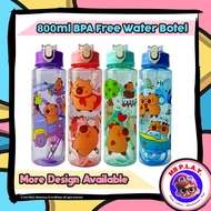 800ml Botol Air Kuromi Cinnamoroll Water Bottle Kids Straw BPA Free Botol Transparent Kawaii Melody 