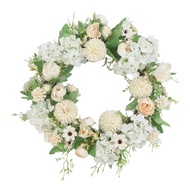 15.75"" Spring Wreath Faux Peony Wreath Artificial Hydrangea Peony Flower Wreath with Green Leaves f