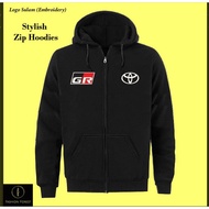 Zipper Hoodie Jackaet Sulam -Embroidery Toyota GR Supra TRD Car Turbo Racing Team Hilux Fortuner Cam
