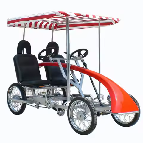 Top quality red 2 person 4 wheel tandem bike Surrey bike