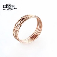 Free Shipping Finger Ring 欧诗芙洛正品纯14K金俄罗斯Au585紫金戒指女彩金玫瑰金礼物七指环 Cincin