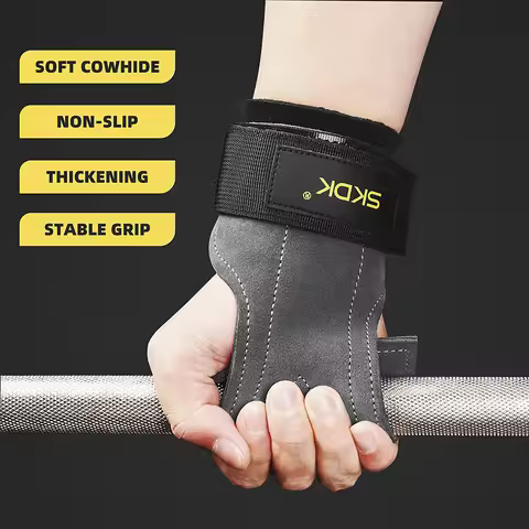 SKDK Gym Grips Palm Guards Cowhide Palm Protector Weightlifting Gymnastics Workout Gloves Grips Fitn