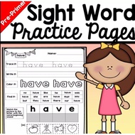 Printable Sight Word Practice Pages 220 Sight Words