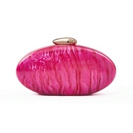 Túi cầm tay màu đỏ hồng cẩm thạch Túi dạ hội Acrylic thanh lịch dành cho phụ nữ, Ví cầm tay vỏ cứng,