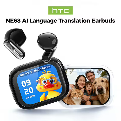 HD Screen Wireless Earphones Bluetooth Music Earbuds HTC NE68 150 Languages 30 hour Battery Life Cle