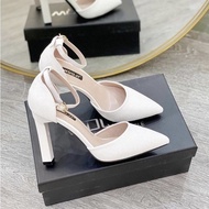 Giày Sandal Cao Gót Nữ VNKC72 Đế Vuông 7P hai màu đen kem sang trọng quý phái