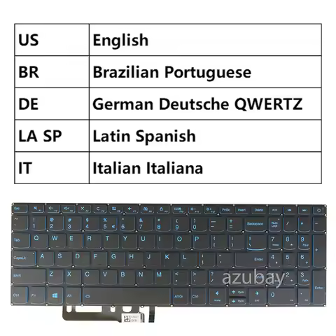 Blue Backlit Keyboard For Lenovo Ideapad L340-15IRH L340H-15IRH L340L-15IRH US German QWERTZ LA Span